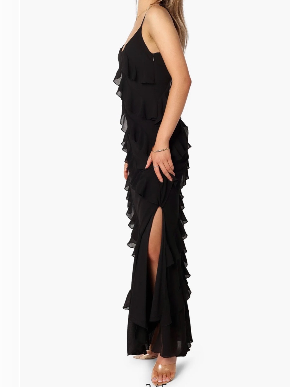 NWT Petal & Pup CIAO RUFFLES MAXI DRESS - BLACK  Sz L